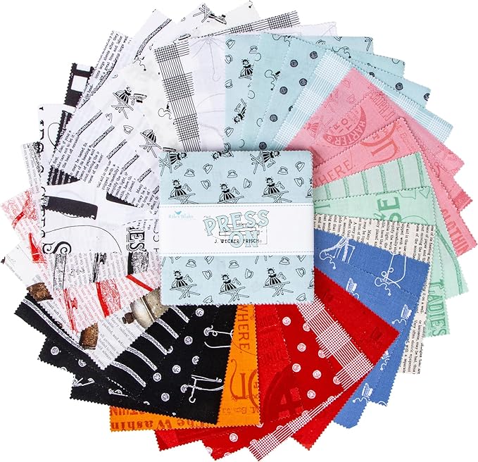 J Wecker Frisch Press On 5" Stacker 42 5-inch Squares Charm Pack Riley Blake Designs 5-15250-42