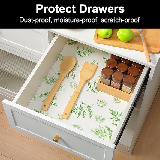 Cooyes Shelf Liners for Kitchen Cabinets Refrigerator Liners Waterproof & Oil-Proof Kitchen Cupboard Liner Drawer Mats EVA Material Non Adhesive Fridge Liner for Shelves(11.8" W x 236" L)
