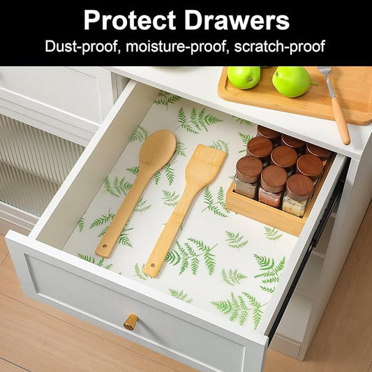 Cooyes Shelf Liners for Kitchen Cabinets Refrigerator Liners Waterproof & Oil-Proof Kitchen Cupboard Liner Drawer Mats EVA Material Non Adhesive Fridge Liner for Shelves(23.6" W x 236" L)