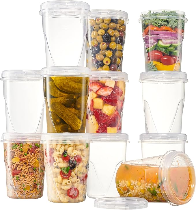 PLASTICPRO 6 Pack Twist Cap Food Storage Containers with Clear Screw on Lid- 32 oz Reusable Meal Prep Containers - Freezer and Microwave Safe Clear Plastic Food Storage