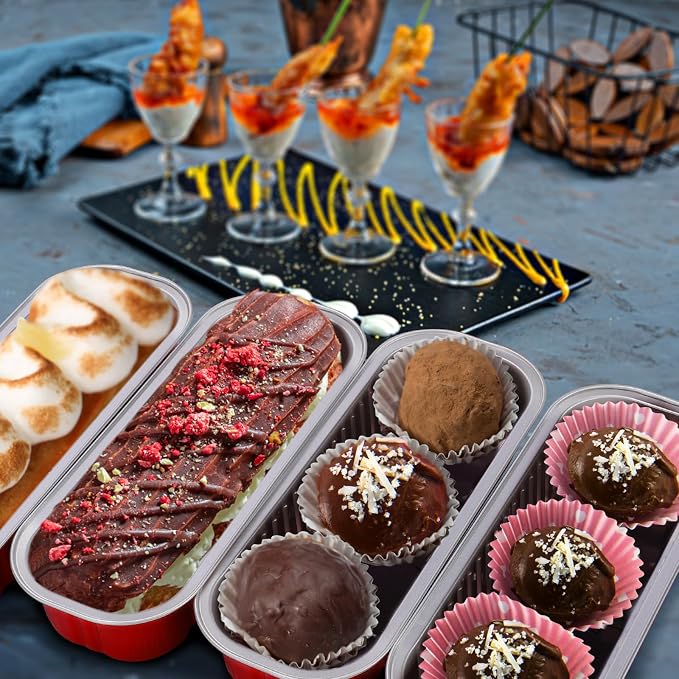 200Pack Disposable Aluminum Pans Valentines Mini Cake Containers with Lids and Spoons and Stickers, 6.8Oz Loaf Pans for Baking Bread, Dessert Cups with Lids for Party, Picnics, Celebration