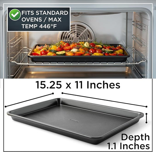 Wrenbury Jelly Roll Pan 15x10 Nonstick – Carbon Steel Swiss Roll Cookie Baking Sheet Oven Freezer and Dishwasher Safe with 10 Year Guarantee