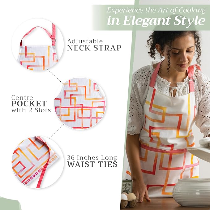 Maison d' Hermine 100% Cotton Apron for women with Pocket Kitchen Chef Apron for Men Cooking Spring Summer
