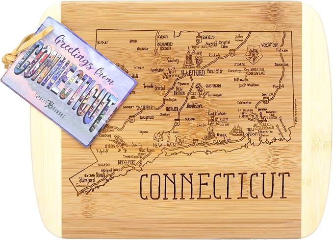 Totally Bamboo A Slice of Life Connecticut State Serving and Cutting Board, 11" x 8.75"