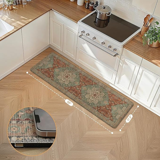 GENIMO Kitchen Mats for Floor, Washable Anti Fatigue Mat for Cushioned, 17.3"x59", Waterproof Kitchen Rugs, Non Slip Foam Comfort Standing Mat Rug for Home, Runner, Sink, Laundry, Multi