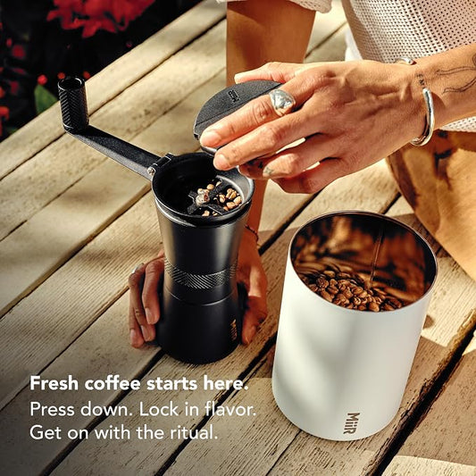 MiiR Airlock Coffee Canister | 12-Ounce Capacity, 18/8 Stainless Steel, 90% Recycled Content, Sleek Minimalist Design