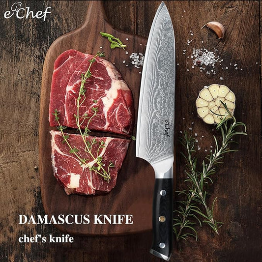 8-inch Damascus Chef Knife, made with sharp VG10 steel, 67 layers Damascus cooking knife, G10 handle, beautifully packaged box (8-inch chef's knife)