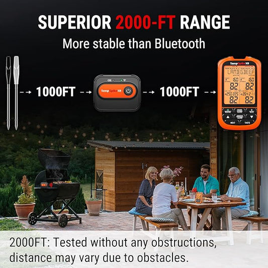 TempPro TempSpike 2000FT Wireless Meat Thermometer Digital with 2 Ultra-Thin Meat Probe, Grill Thermometer Wireless for Smoker, BBQ, Grill, Turkey Kitchent Gift for Dad Husband (Previously ThermoPro)