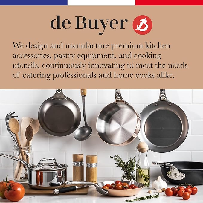 de Buyer MINERAL B Carbon Steel Fry Pan - 10.25” Diameter, 7.3” Cooking Surface - Ideal for Searing, Sauteing & Reheating - Naturally Non-Stick Finish - Made in France