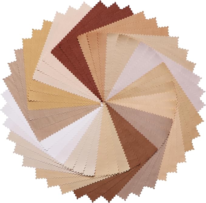 Nodsaw 42Pcs Solid Cotton Fabric Squares 10x10 inch, Layer Cake Fabric for Quilting 10 inch, Solids Brown White Cream Ivory Natural Layer Cakes 10 inch Squares for Quilting, Sewing, Quilt, and Crafts