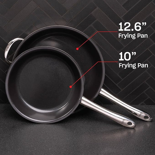 Fissler M5 Pro-Ply Stainless Steel Frying Pan, 12.6 Inch | 5-Ply, Ceramic Non-Stick, Made Without Added PFAS/PTFE, Made in Germany, Induction Compatible