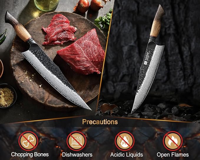 XINZUO 10 inch Professional Chef Knife,67 Layers 10Cr15CoMov High Carbon Damascus Steel Knife For Kitchen,Very Sharp,White Oak + Red G10 Gasket Handle