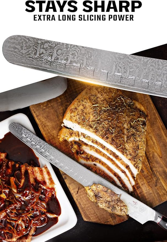 DALSTRONG Slicing Knife - 14 inch - Extra Long Slicer Knife - Shogun Series Elite - Japanese AUS-10V Super Steel - Vacuum Treated - G10 Handle - Carving Slicer BBQ, Brisket Gift Knife- Sheath Included