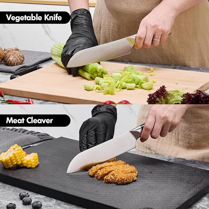 SHI BA ZI ZUO Meat Cleaver Set, 2 Pieces Professional Butcher Knife and Chef Knife Bone Chopper Perfect for Restaurants and Home Kitchen Use