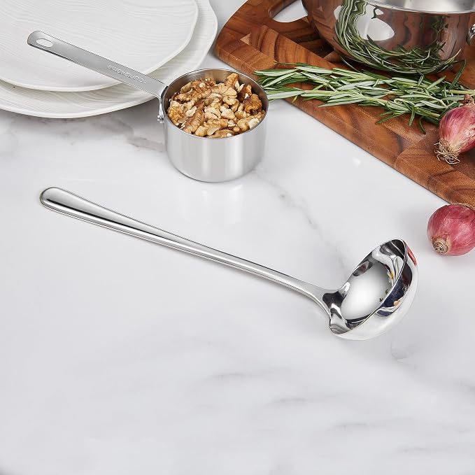 KEAWELL Premium 11" Verona Small Soup Ladle, 18/10 Stainless Steel, Heavy-Duty Construction, High-Polished Finish, Ergonomic Handle for Smooth Pouring, Dishwasher Safe (1, 11" Soup Ladle)