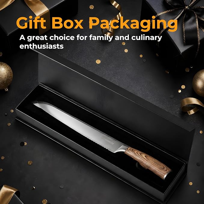 ZHANG XIAO QUAN Serrated Bread Knife 10", German Stainless Steel Bread Knife, Sourdough Cutter for Slicing Homemade Bagels & Cake