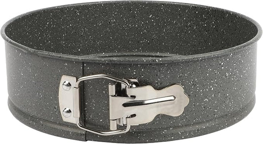 David Burke 9" Springform Pan – Carbon Steel Cheesecake Mold with Removable Bottom, Oven Safe, PFTE & PFOA Free – Gray Speckle