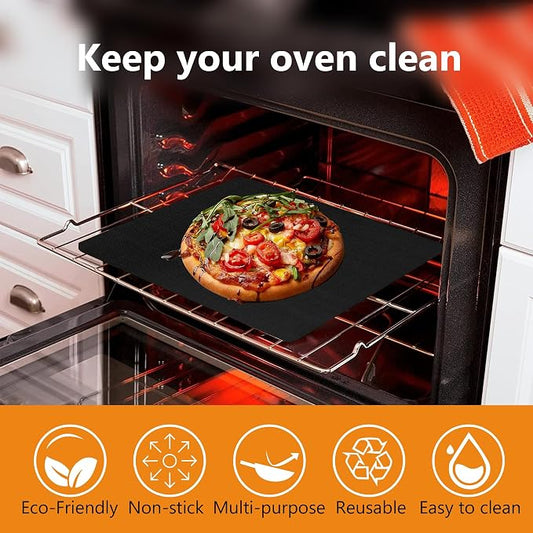 UBeesize 4 Pack Thickened Oven Liners for Bottom of Oven BPA & PFOA Free, Reusable 16x24 Inch Heavy Duty Non Stick Teflon Oven Mats, Fit Electric Gas Toaster Convection Microwave Ovens Grills