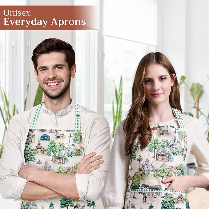Maison d' Hermine 100% Cotton Apron for women with Pocket Kitchen Chef Apron for Men Cooking Spring Summer