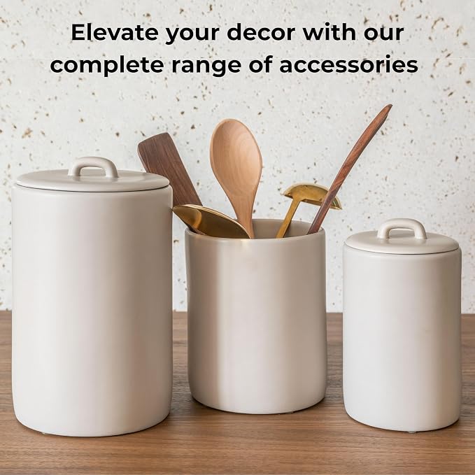 Ceramic Food Storage Jars 108Oz, Snack Containers, Airtight Lid, Kitchen Countertop Canisters for Grounds Coffee, Pods, Tea, Flour, Sugar, Rice, Pantry Organization, Containers set