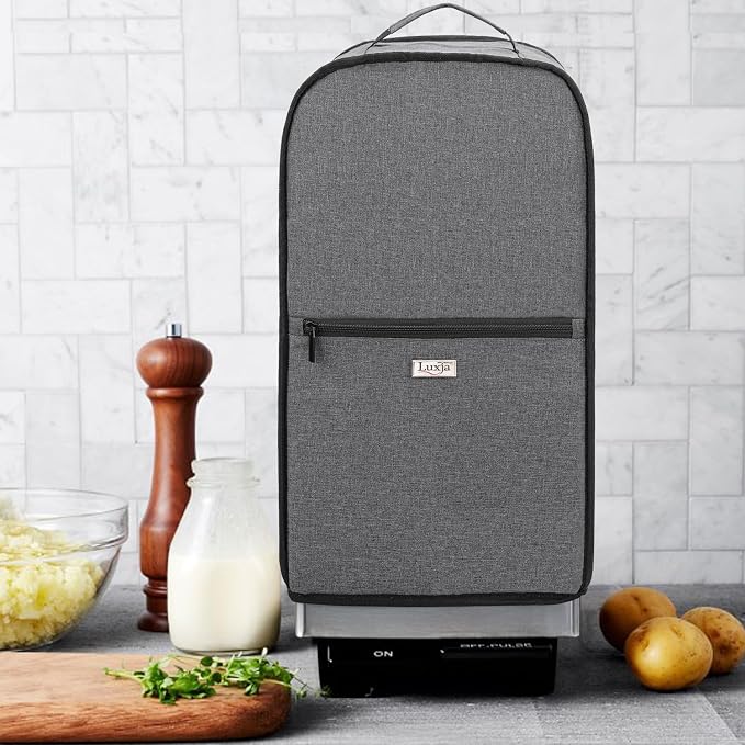 Luxja Food Processor Cover Compatible with Cuisinart and Hamilton Beach 11-14 Cup Processor, Food Processor Dust Cover with Accessories Pockets, Gray