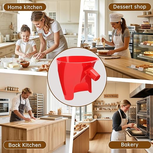 Red Flour Funnel for Kitchenaid Mixer, Anti-Splash Accessory, Compatible with 5 Qt Tilt-Head Models (KSM150) and Bowl Lift, Easy Pour AMD Clean Kitchen Aid Funnel Attachment