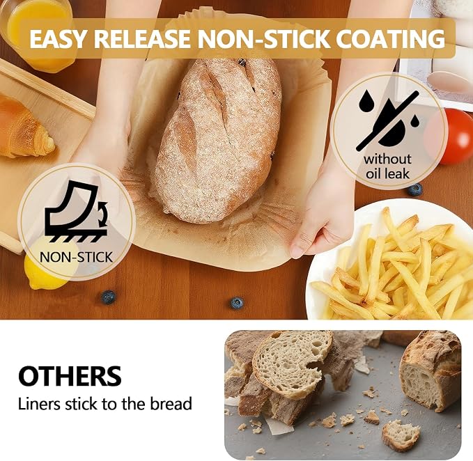 UBeesize 2lb Loaf Pan Liners, 200 PCS Loaf Pan Liners for Baking Bread 9x5, Non-Stick Bread Pan Liners, Pre-formed Rectangle Paper for Bread and Cakes