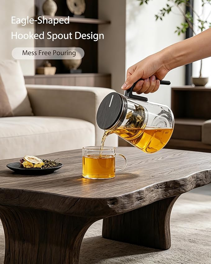 ZENS Enchanted Tea Pot with Magnetic Lid, Magic Glass Teapot with Infuser for Loose Leaf Tea Steeper, Mess-Free Herbal Tea Maker, Tea Diffusers for Tea Lovers Ideal Gifts, 27oz/800ml