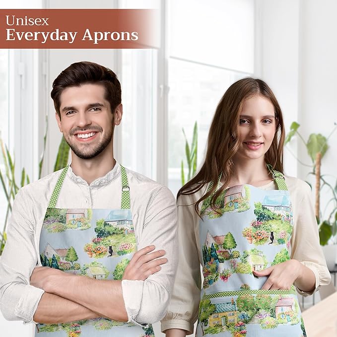 Maison d' Hermine 100% Cotton Apron for women with Pocket Kitchen Chef Apron for Men Cooking Spring Summer