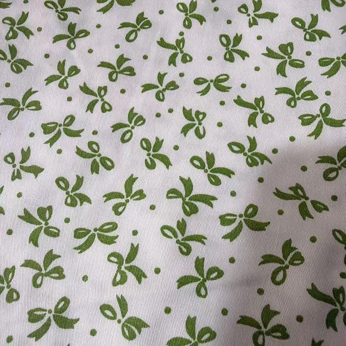 Light Weight Natural Cotton Fabric by the Yard DIY Making Supplies Quilting Patchwork Fabric Fat Quarter Bundles DIY for Quilting Cotton Patchwork Cushions (mini Green Bow, 1 Yard)