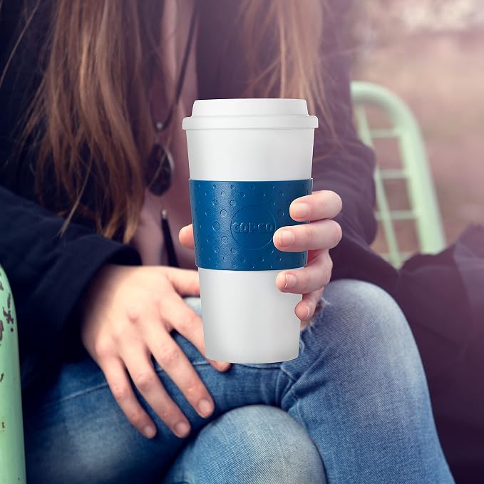 Copco Acadia 16 oz Travel Mug - Insulated Reusable Coffee Tumbler with Double-Walled Plastic, Leak-Proof Lid, BPA-Free - Portable Mug for Hot & Cold Drinks, Cup Holder Friendly (Blue) (Pack of 6)