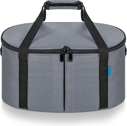 Portable Slow Cooker Travel Bag, Isulated Carrier Case Tote for 4-8 Quart Crock Carrier Compatible with Else Brands, Internal Mesh Net Holds Pot in Place, For Travel, Outdoor, Picnic, Grey