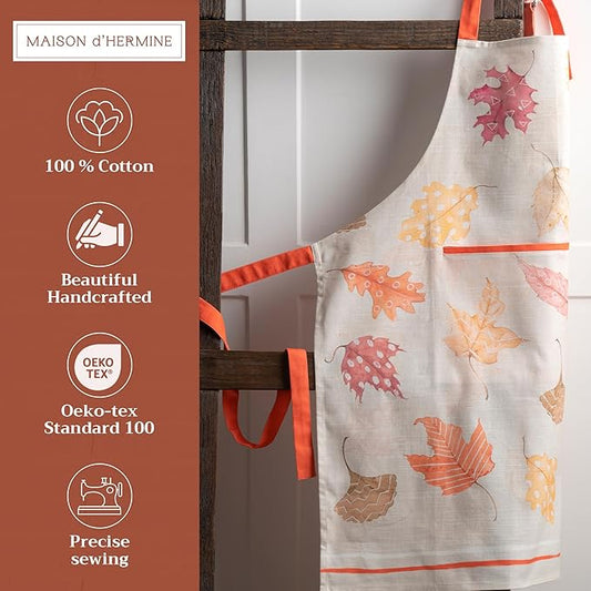 Maison d' Hermine 100% Cotton Apron for women with Pocket Kitchen Chef Apron for Men Cooking Spring Summer