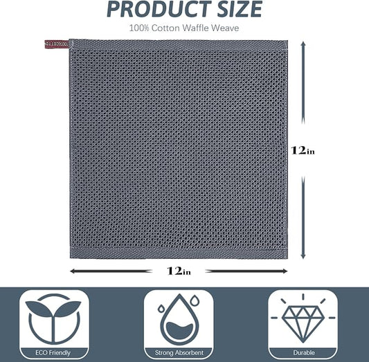 Nialnant 12 Pack Dish Towels,100% Cotton Kitchen Towels,Soft and Absorbent Kitchen Dish Rags, Dish Towels for Washing Dishes-12x12 Inch