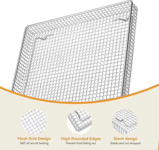 Stainless Steel Air Fryer Basket and Tray,Compatible with Cuisinart Airfryer TOA-060 and TOA-065 (with Cuisinart Airfryer TOA-060 and TOA-065 2 PCS)