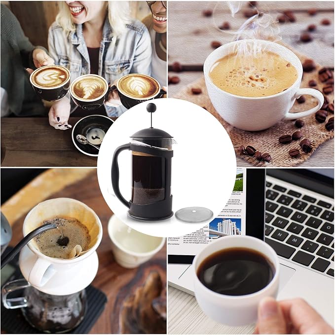 Boao 3 Packs French Press Replacement Cafetiere Filter Mesh Screen Coffee French Press Filters, 4 Inch Stainless Steel Reusable, for 8 Cup/ 34 OZ/ 1000 ml Coffee Tea Makers
