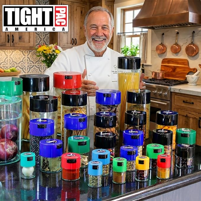 TIGHTPAC MINIVAC Portable Vacuum Seal Airtight Container – Keeps Coffee Beans, Grounds, Tea, Spices & Herbs Fresh Longer – Travel-Ready, NSF-Certified Food-Grade Storage, 10 to 30 Grams, White