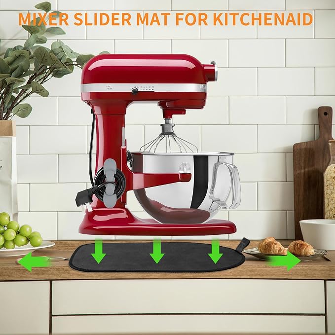 Sliding Mat for Kitchenaid Mixer with 2 Grey Kitchen Accessories, Mover Slider Mat Pad for 5-8 Qt Bowl-Lift Stand Mixer, Kitchen Appliance Slider Mat Compatible with Professional 600 Stand Mixer