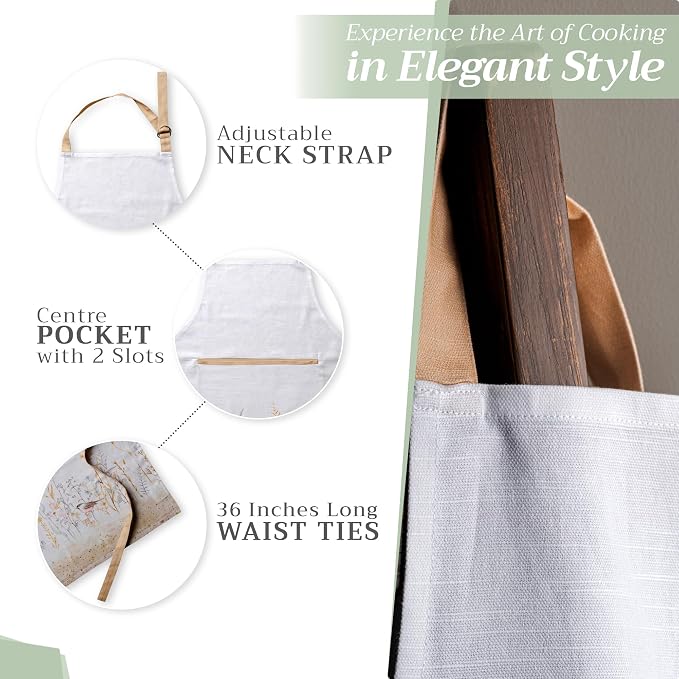 Maison d' Hermine 100% Cotton Apron for women with Pocket Kitchen Chef Apron for Men Cooking Spring Summer