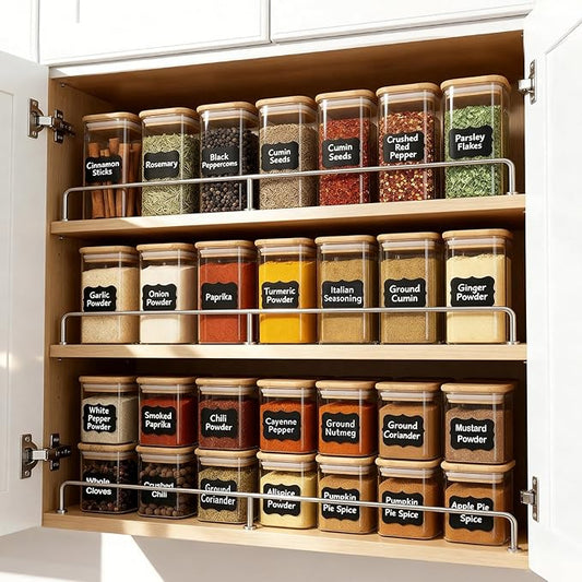 TBWIND 20 Pack 8 oz Square Glass Spice Jars with Lids and Labels โ Airtight Small Spice Containers Set, Clear Glass Storage Jars for Seasoning, Spices, Kitchen Pantry Organization