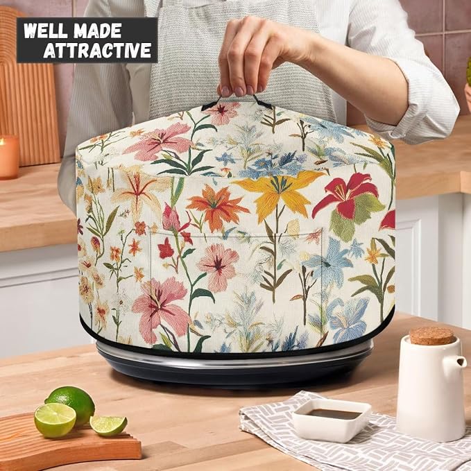 Slow Cooker Dust Cover Compatible with 6-8 qt Crock for Pot Mushroom Floral Small Kitchen Appliance Decor Dust Cover