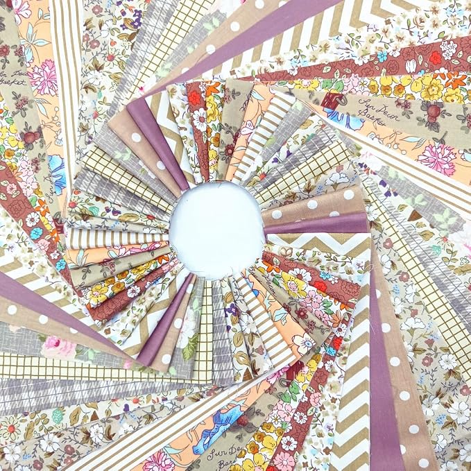 84 Pcs Jelly Roll Fabric Strips for Quilting Sewing 2.6 Inch Precut Cotton Floral Fabric Strips Bundles DIY Sewing Supplies Brown