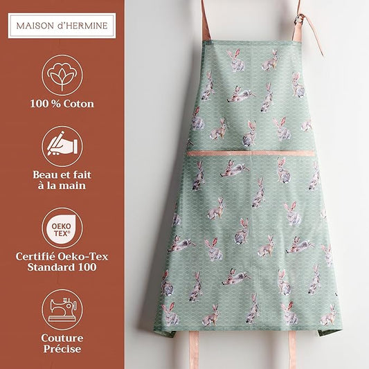 Maison d' Hermine 100% Cotton Apron for women with Pocket Kitchen Chef Apron for Men Cooking Spring Summer