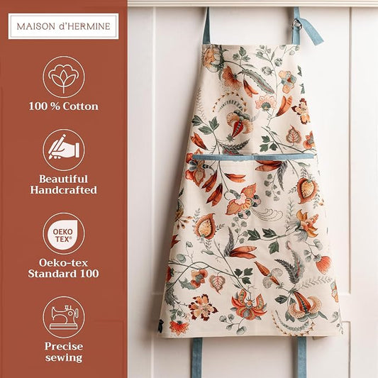Maison d' Hermine 100% Cotton Apron for women with Pocket Kitchen Chef Apron for Men Cooking Spring Summer