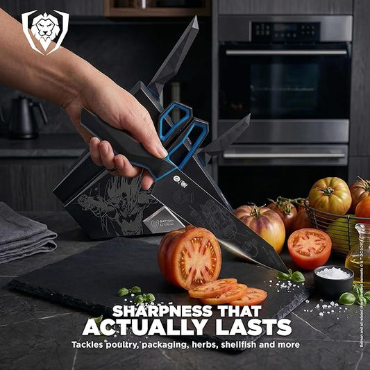 DALSTRONG Knife Block Set - BATMAN™ Edition - Shadow Black Edition - High Carbon 7Cr17MoV Steel - Black Titanium Kitchen Knife - Collection Item - G10 Handles - Chef's Knife Cooking Chef Knife
