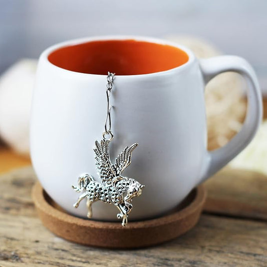 Pegasus tea infuser for loose leaf tea, Tea Maker with fantasy creature charm, Tea Steeper fantasy animals Herbal tea lover gift
