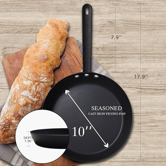Coating-Free Carbon Steel Pan, Durable 10 Inch nitrided Frying Pan, Oven Broiler Safe 660F and Induction Compatible, PFOA Free