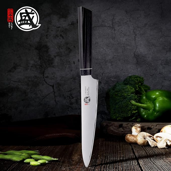 MITSUMOTO SAKARI 5.5 Inch Japanese Paring Knife, Hand Forged VG-10 Steel, Precision Fruit & Vegetable Cutter with G10 Handle (Sandalwood Box Included)