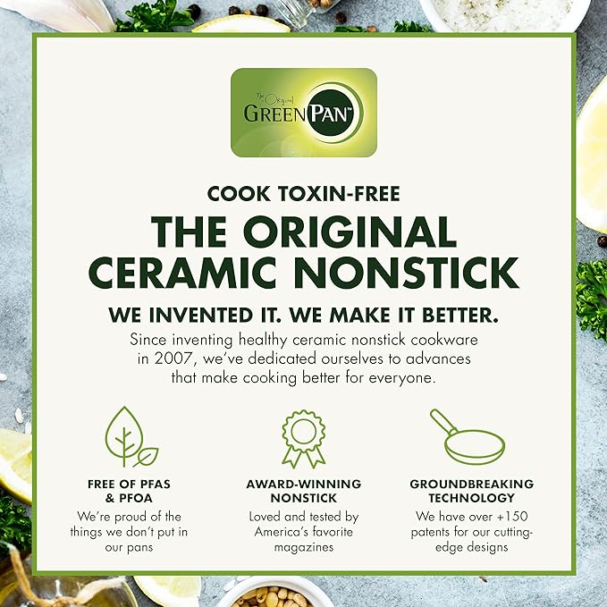 GreenPan Canterbury 10 Piece Cookware Pot and Pans Set, Hard Anodized PFAS-Free Healthy Ceramic Nonstick, Stainless Steel Handles, Versatile Cooking Essentials, Dishwasher & Oven Safe, Clay