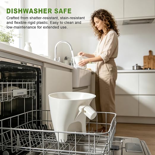 Flour Funnel for KitchenAid Mixer, Anti-Splash Pouring Chute for 4.5-5 Qt Tilt-Head Stand Mixer (KSM150), Mess-Free Baking Tool, BPA-Free Dishwasher Safe KitchenAid Accessories (White)